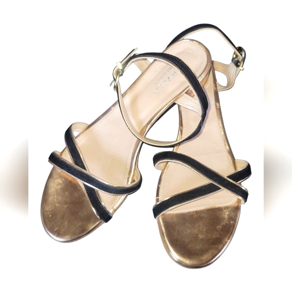 Carvela Kurt Geiger Black and Bronze Rose Gold Ankle Buckle Sandals 38 - Picture 7 of 8